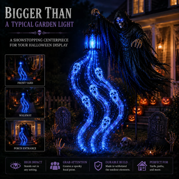 The Grim Reaper’s Glowing Garden-A Spooky Halloween Yard Display
