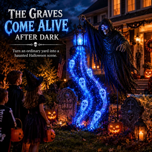 The Grim Reaper’s Glowing Garden-A Spooky Halloween Yard Display