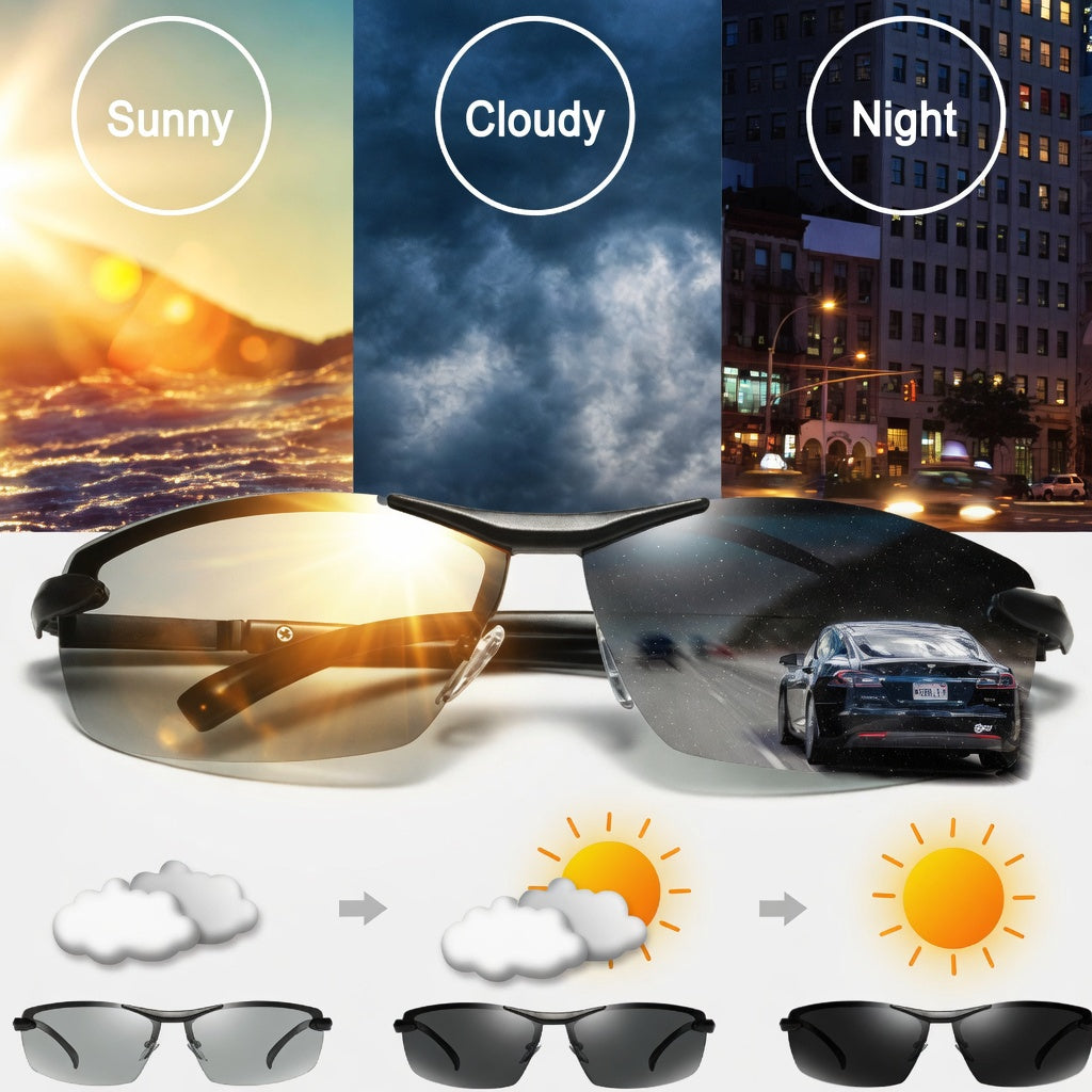 2026 Photochromic Sunglasses with Anti-glare Polarized Lens